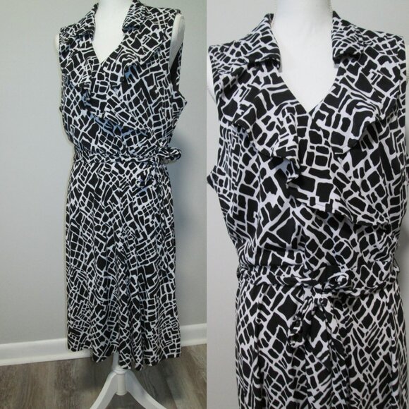 Studio One Dresses & Skirts - Studio One NY Chic Black & White Sleeveless Ruffle Midi Dress